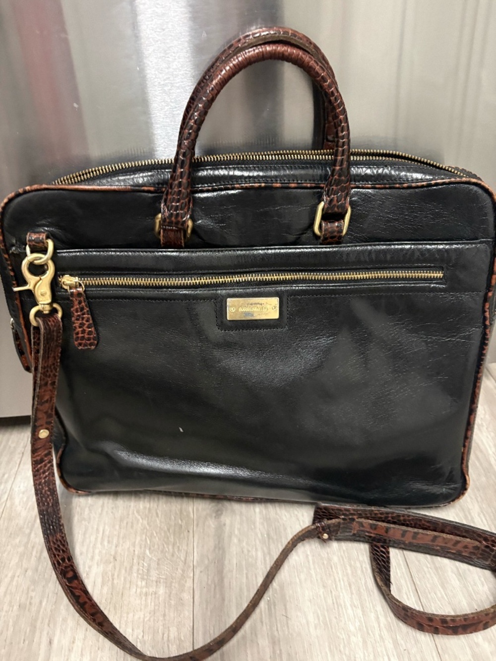 Brahmin Black & Brown Leather Briefcare – Gently Used